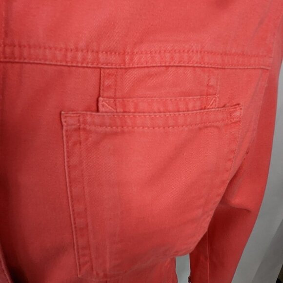 JONES NEW YORK COUNTRY Cotton Button Front Denim Jacket Coral Size Small - Picture 8 of 16